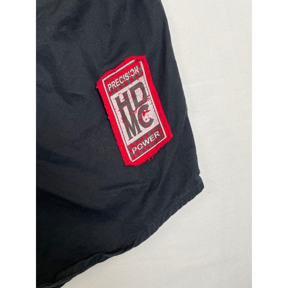 Harley-Davidson Mens Black Short Sleeve Button Up Shirt Graphic Logo Patches L - Picture 3 of 9